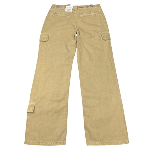 NWT ZARA Mid Rise Adjustable Strap Cargo Pants Size 00 - Picture 7 of 10